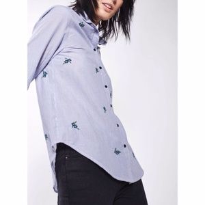 Topshop | Floral Embroidered Striped Shirt